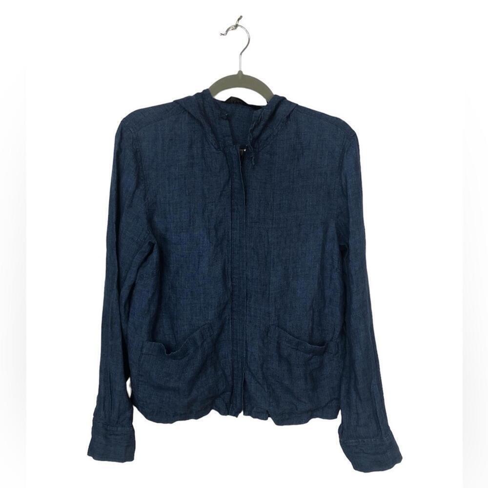 Express Women’s/Junior Linen Jacket Hooded Zip Front Pockets Lightweight